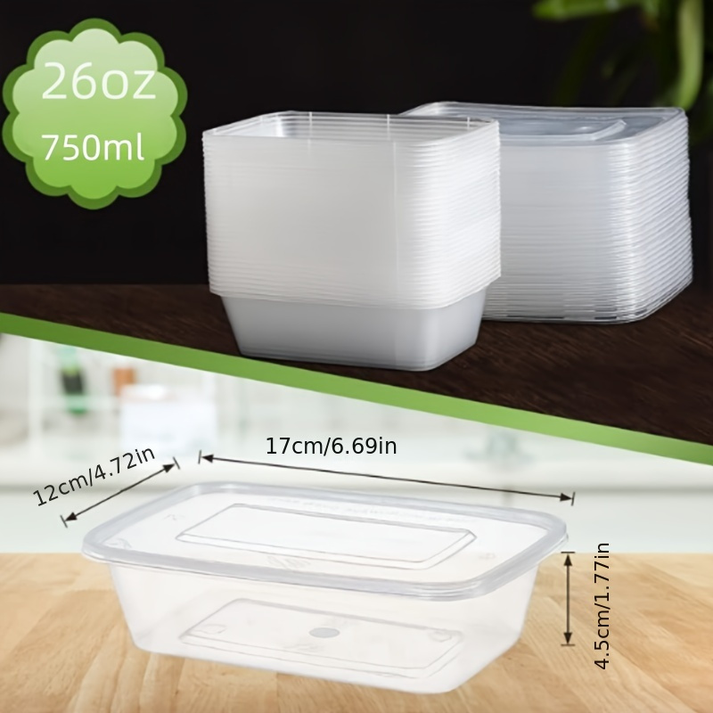 50 34 sets of   transparent lidded disposable plastic packaging   food boxes takeout boxes freshness boxes safe for microwave and refrigerator use details 3