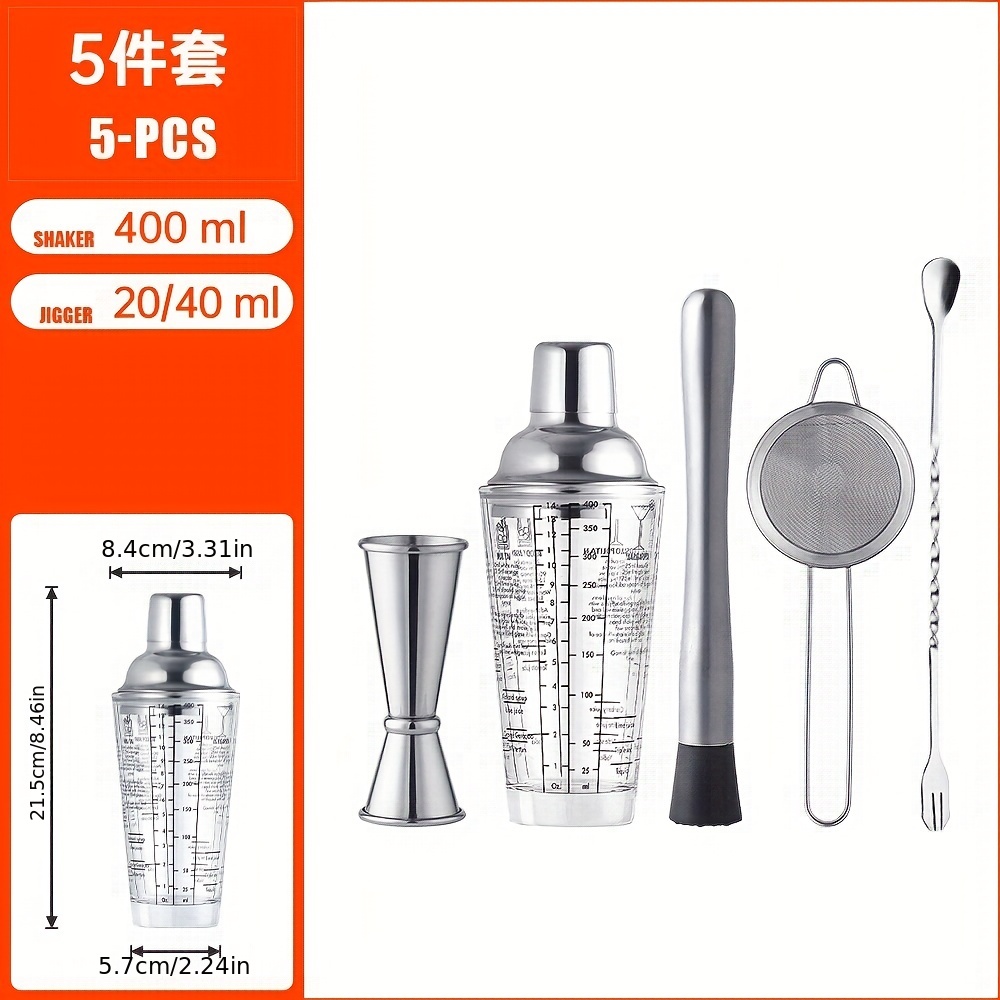 6 Pcs 750 Ml Stainless Steel Cocktail Shaker Mixer