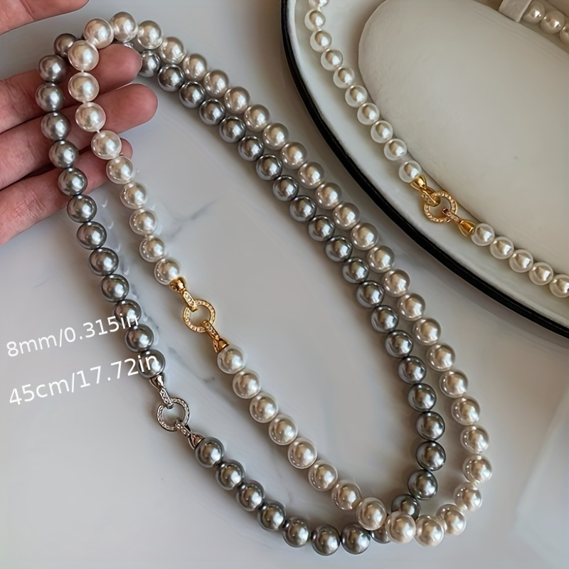 elegant simple 8mm   pearl necklace with shell pearls synthetic   birthstone plated for daily and vacation wear valentines day gift   compatible details 2