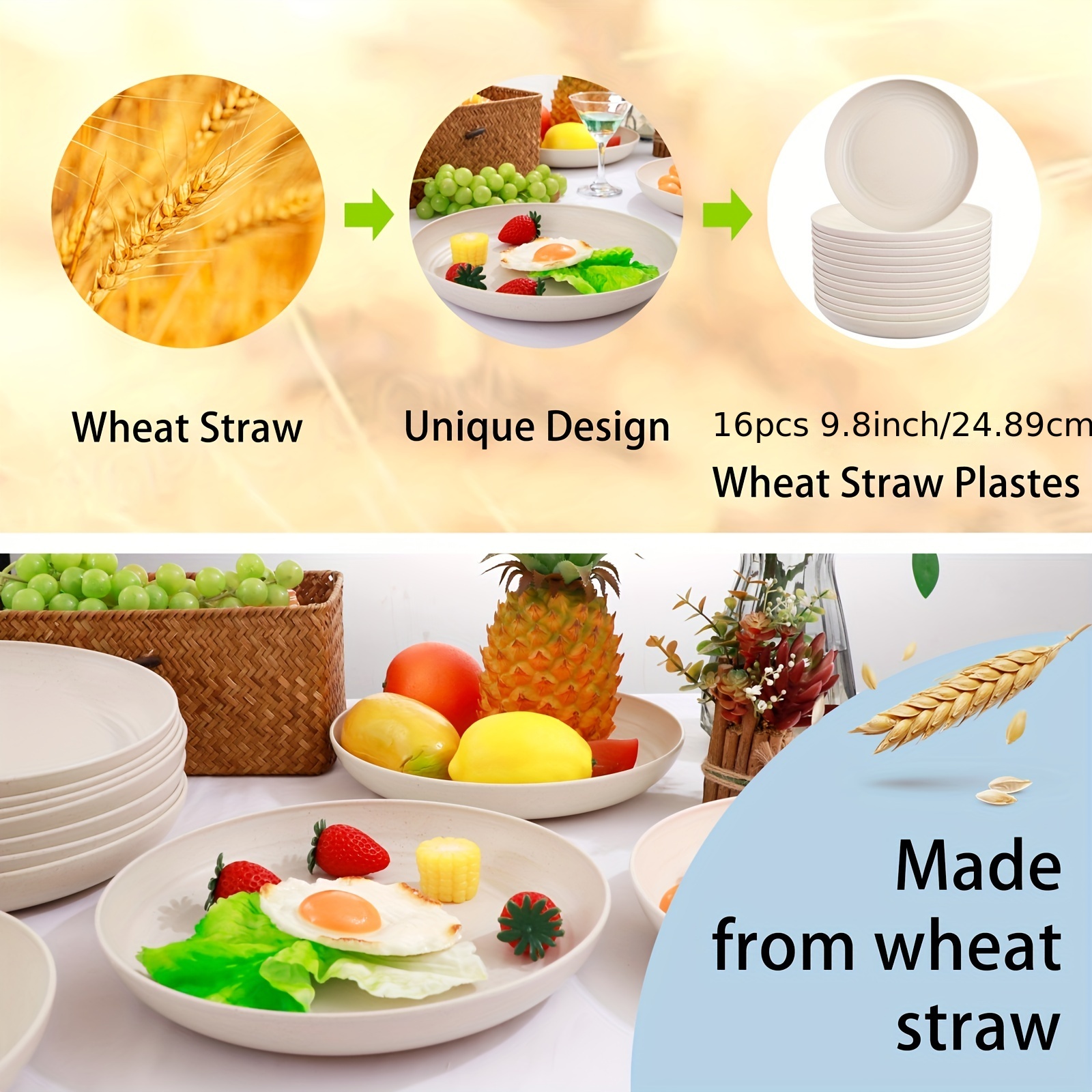 Wheat Straw Student Meal Plate Large Unbreakable Divided Plates For Kids  Adults, Dishwasher & Microwave Safe Plates - Temu