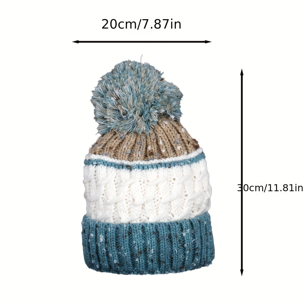 Striped Plaid Knitted Hat Plus Velvet Thickened Warm Wool Hat