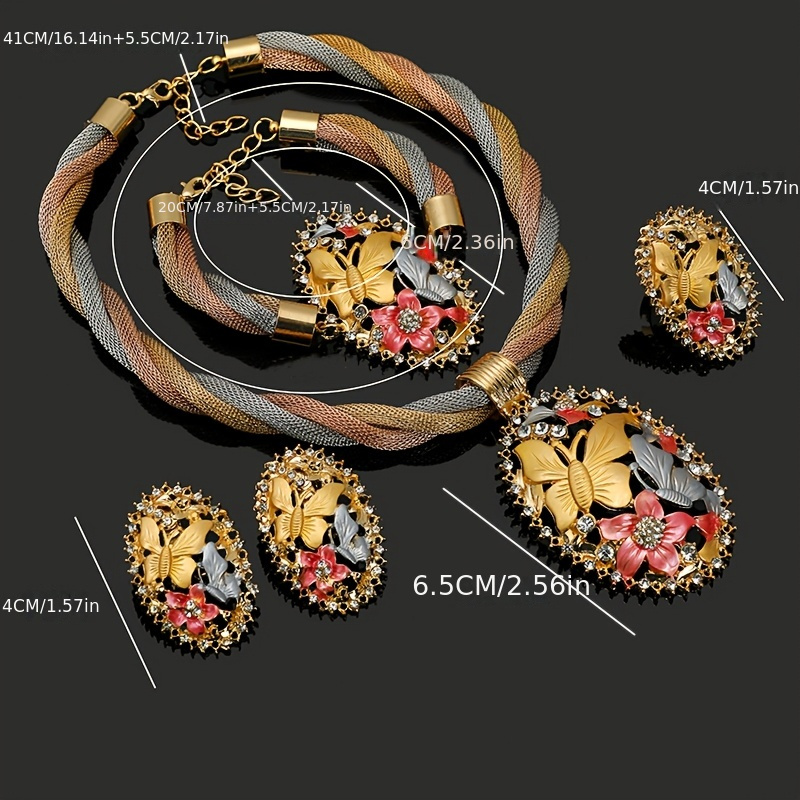 Women's Jewelry Set Necklace Earrings Ring Bracelet Wedding Accessories