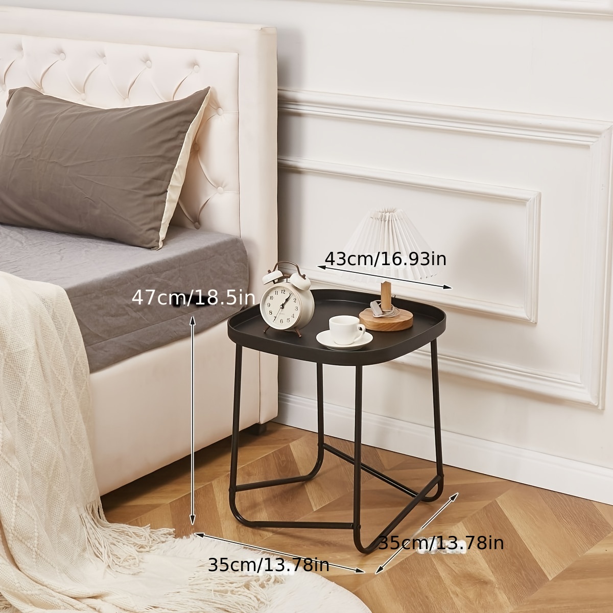 Mesa auxiliar pequeña, mesas auxiliares decorativas de madera, mesita de  noche redonda con bandeja, para sala de estar, dormitorio