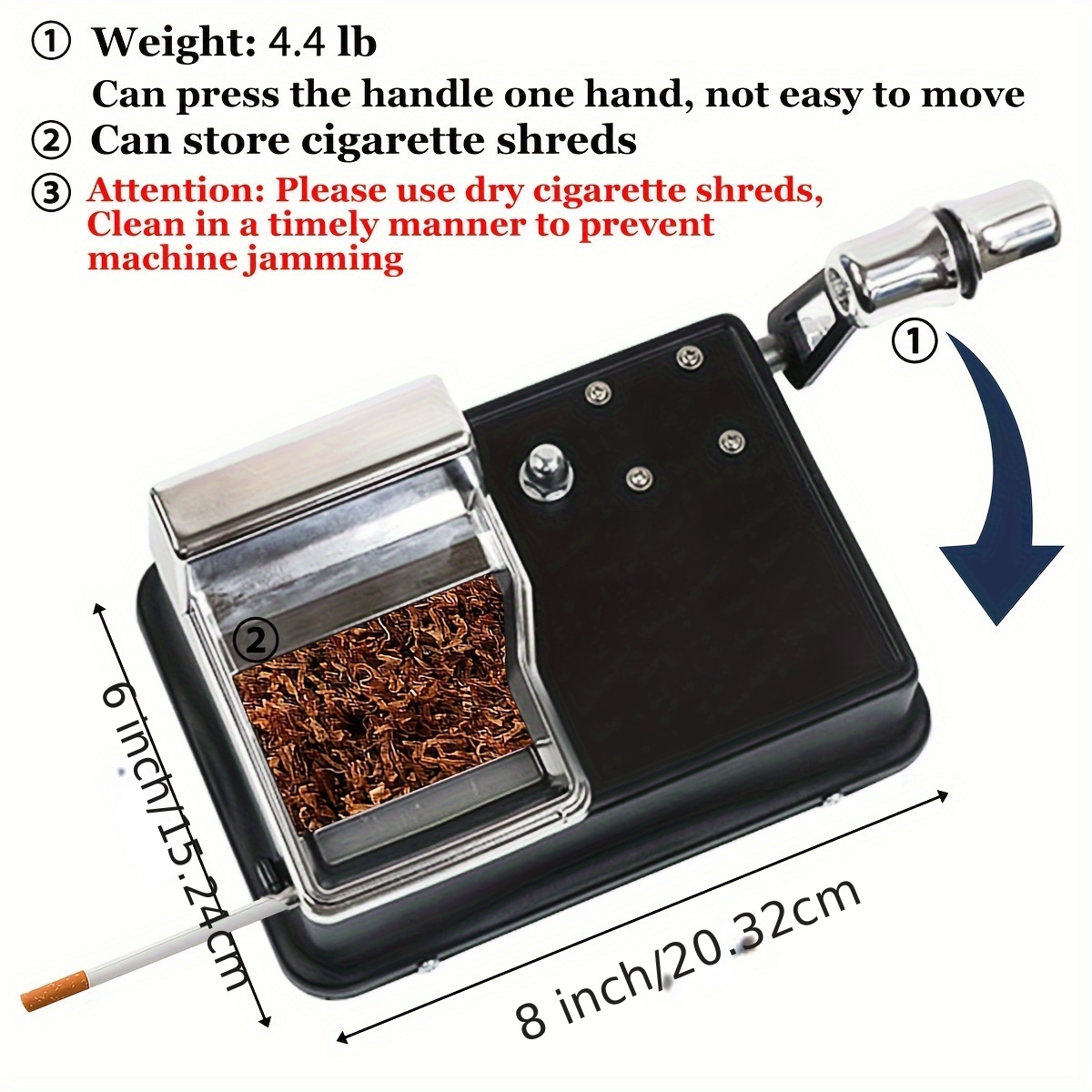 hand cigarette rolling machine 6 5mm 8 0mm 5 5mm gear arm press manual cigarette