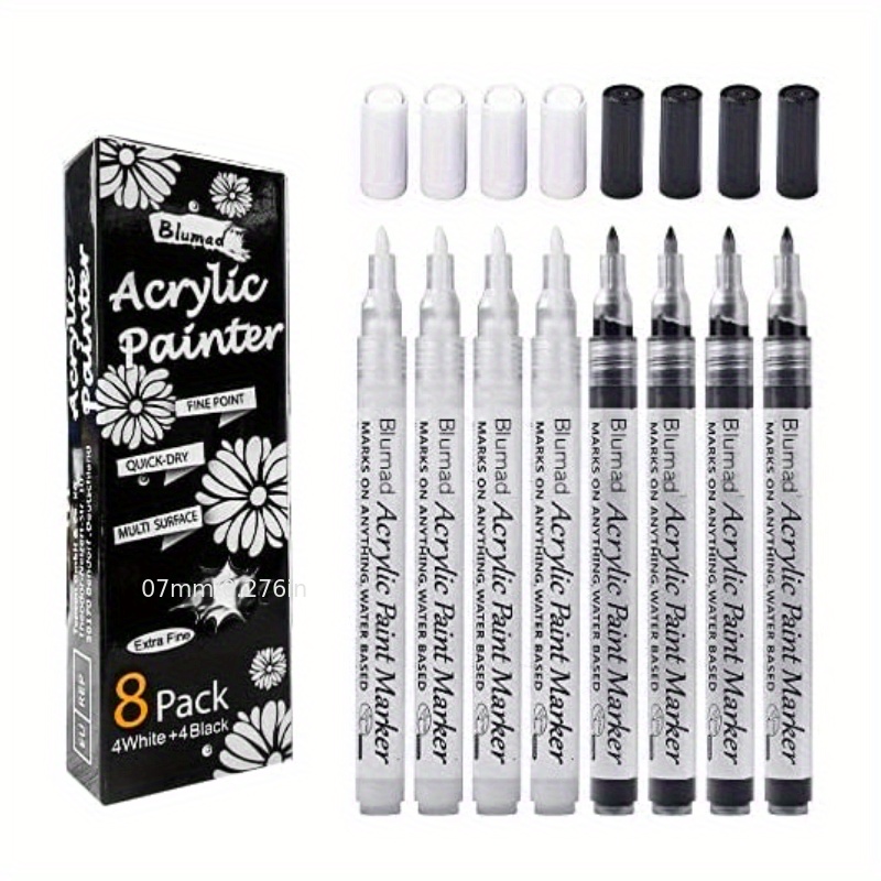 White Paint Pen Acrylic Marker: 8 Pack 0.7Mm White Paint Marker