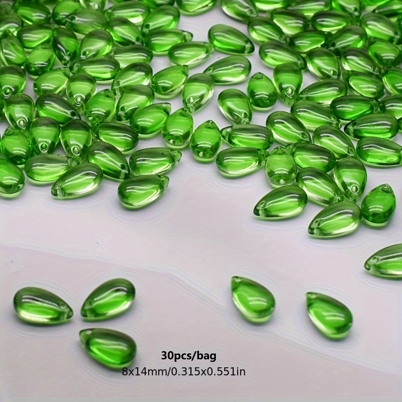 TEMU 30pcs (8x14mm) Czech Lampwork Glass Beads - Water Drop Teardrop Shape Multicolor For Making, Handmade Lampworking Beads Suitable For Bracelets,