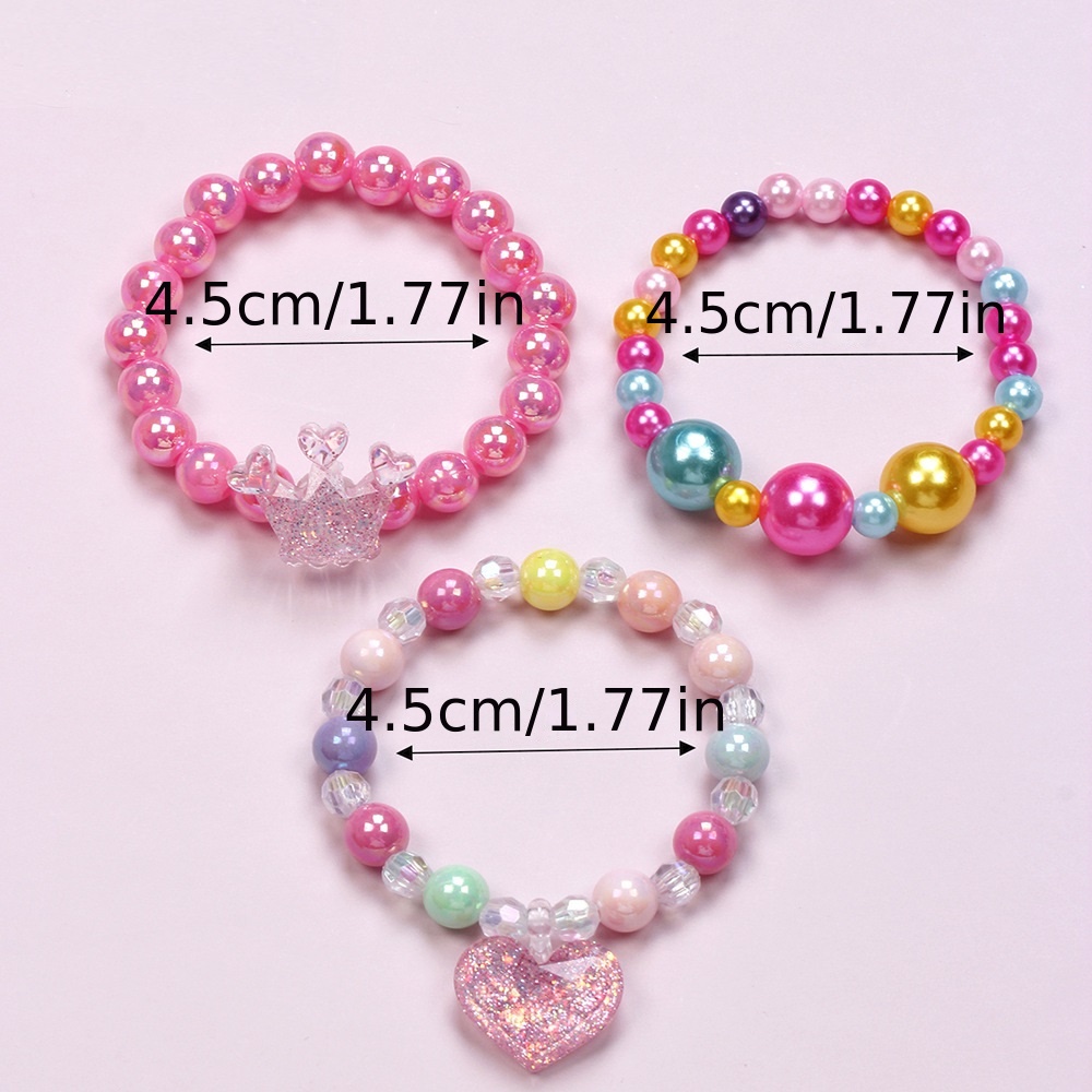 3pcs Beaded Bracelets Sets for Girls, Cloud Love Pendant Set