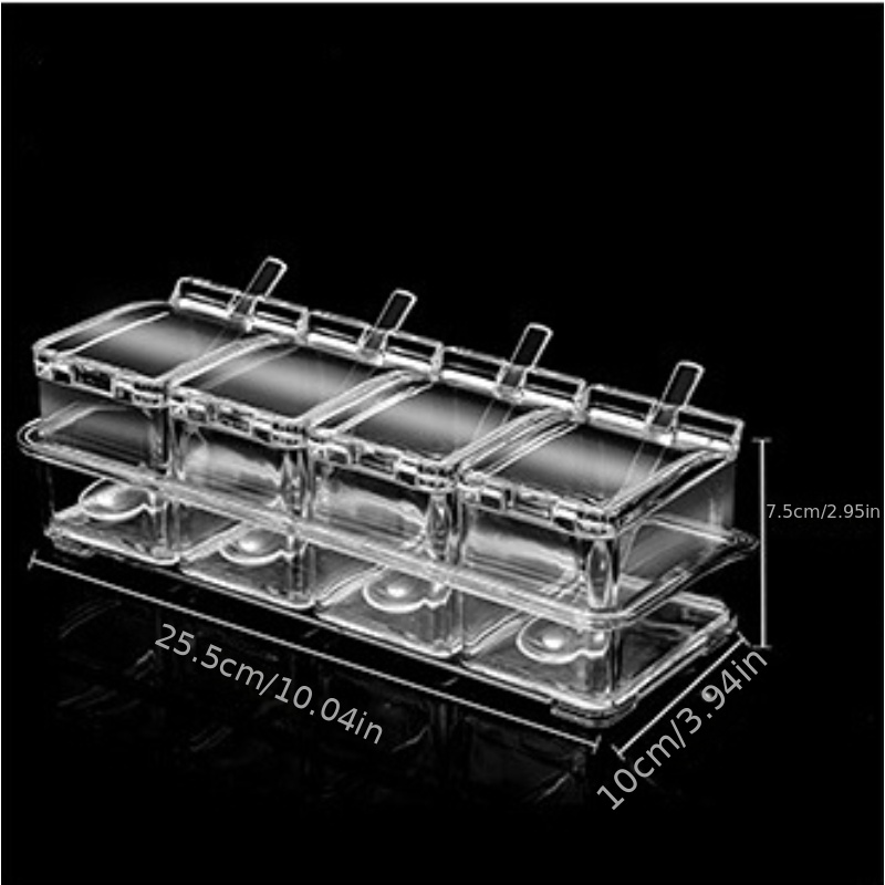 1pc 4 Compartments Clear Seasoning Box Multi-Grid Spice Storage Container  storage Tool for Kitchen Herb Spice Tools Gadgets