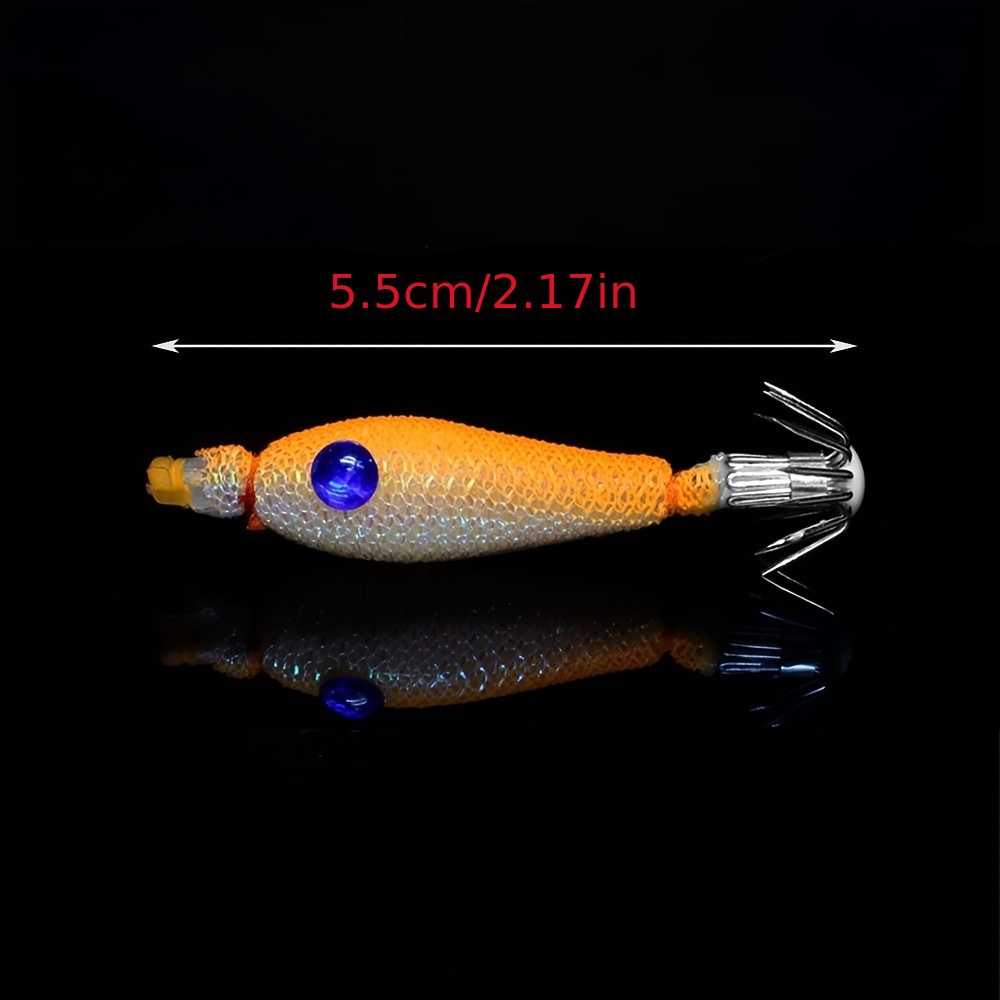 5pcs Fishing Lures Glowing Squid Jigs, Stainless Steel Light