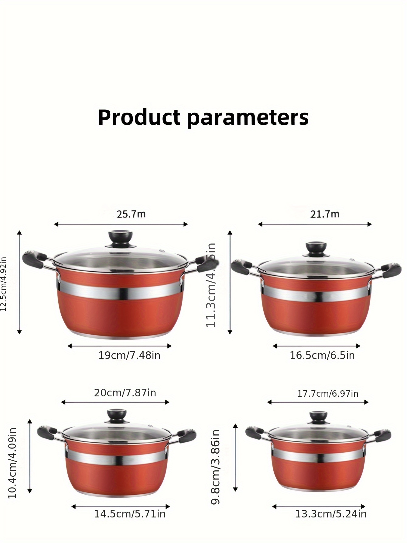 12pcs stainless steel cookware set non stick induction cooktop safe pots and pans with glass lids   kitchen essentials details 8