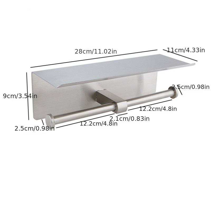 White Chrome Stainless Steel Bathroom Toilet Paper Holder With Shelf