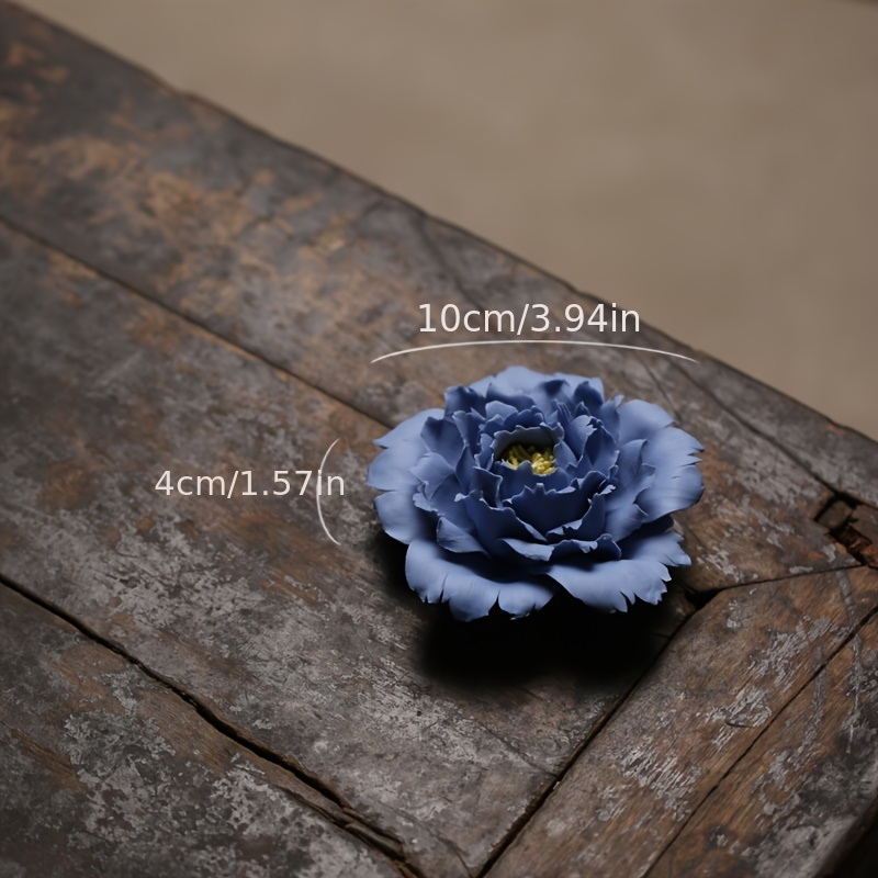 手作り陶器の青い牡丹の花の置物 香り付きまたは無香りの中国風花の像