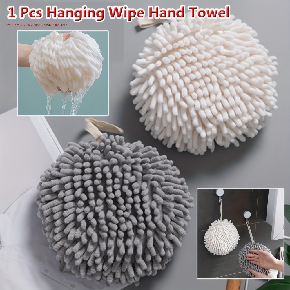 Chenille Hand Towels Kitchen Bathroom Hand Towel Ball with Hanging Loops  Quick Dry Soft Absorbent Microfiber Towels