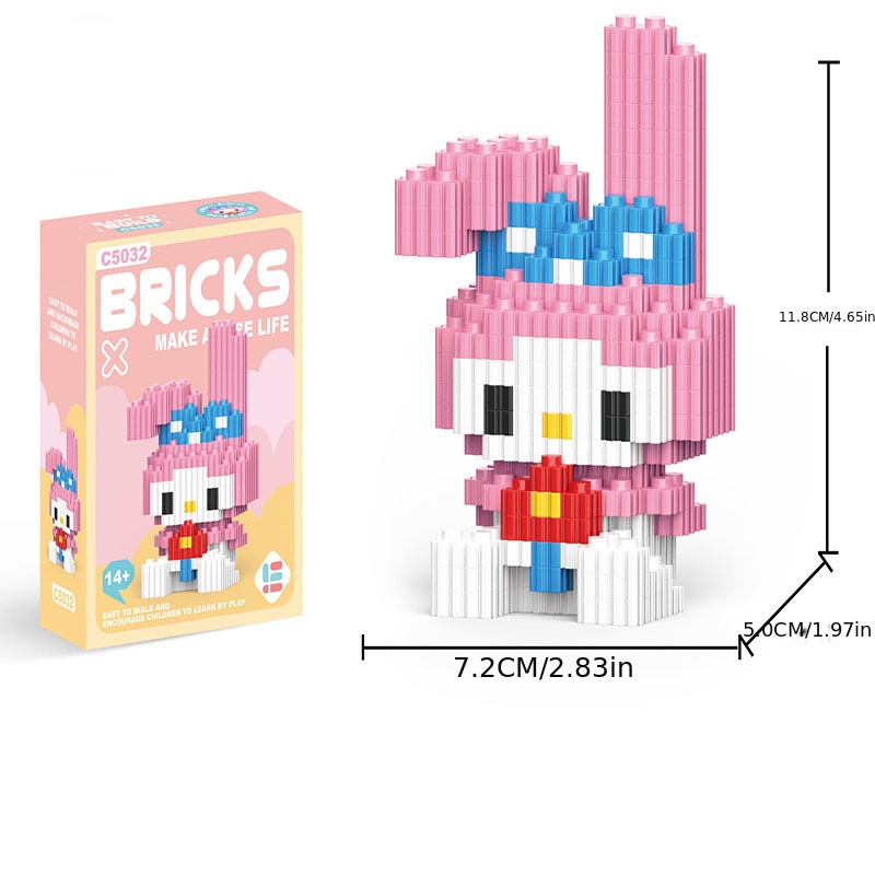 Hello Kitty Building Block Sanrio Anime Figure Kuromi Assembled