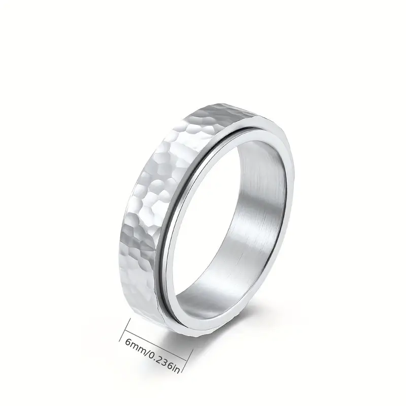 elegant stainless steel rotating ring with unique alloy pattern hypoallergenic non slip rubber for casual attire or special occasions daily wear ring minimalist ring durable ring Product details 1