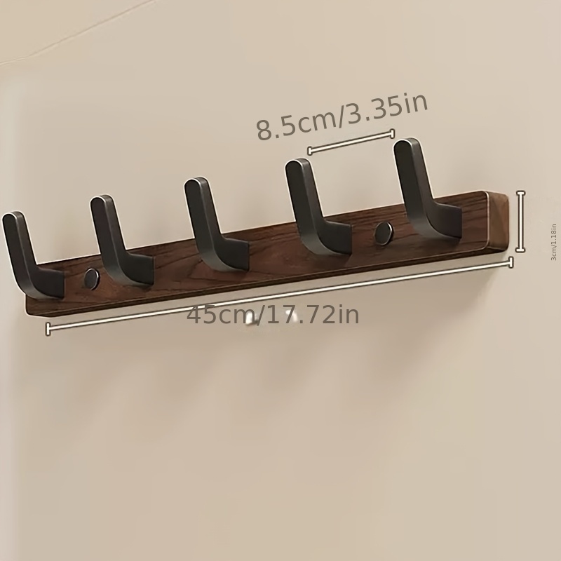 TEMU な木製壁掛けフック、ブラックメタルアーム付き - ヘッドフォン、バッグ、コートを掛けるのに最適 - 寝室、バスルーム、または玄関の整理に最適 - ミニマリストの壁掛けフック、耐久性のある木製フック
