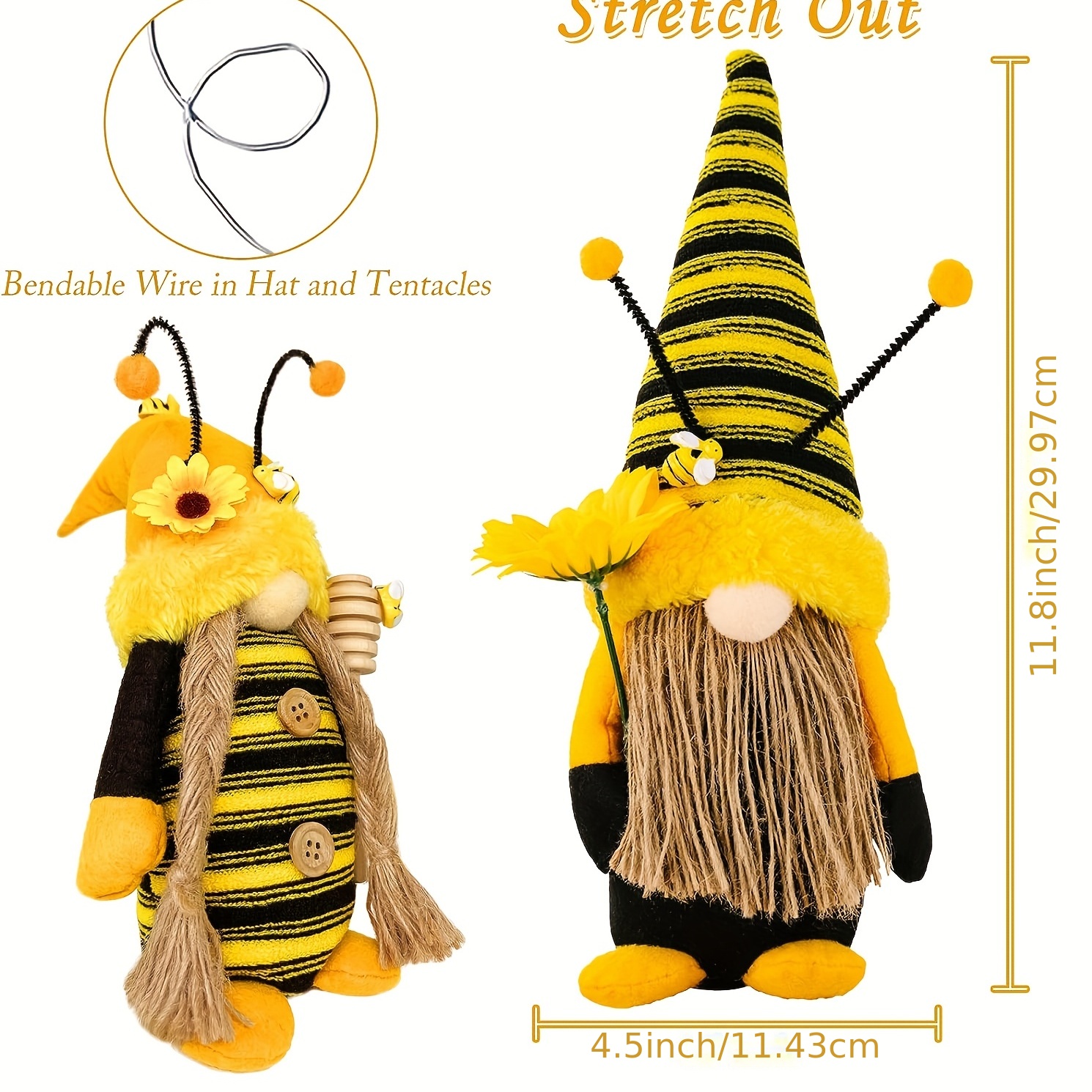 Honeycomb Dwarf Honey Bee Home Kitchen Plush Collection Bumblebee Gnomes  Plush Spring Summer Decorations Plush Goblin Dolls Farmhouse Kitchen Decor  Gnomes Plush 