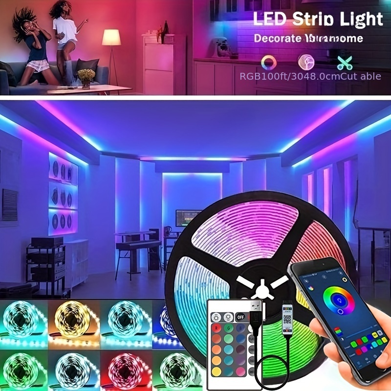 130ft/40m Tira Luces Led Rgb 5050 Inteligente Tira Luz Led - Temu Chile