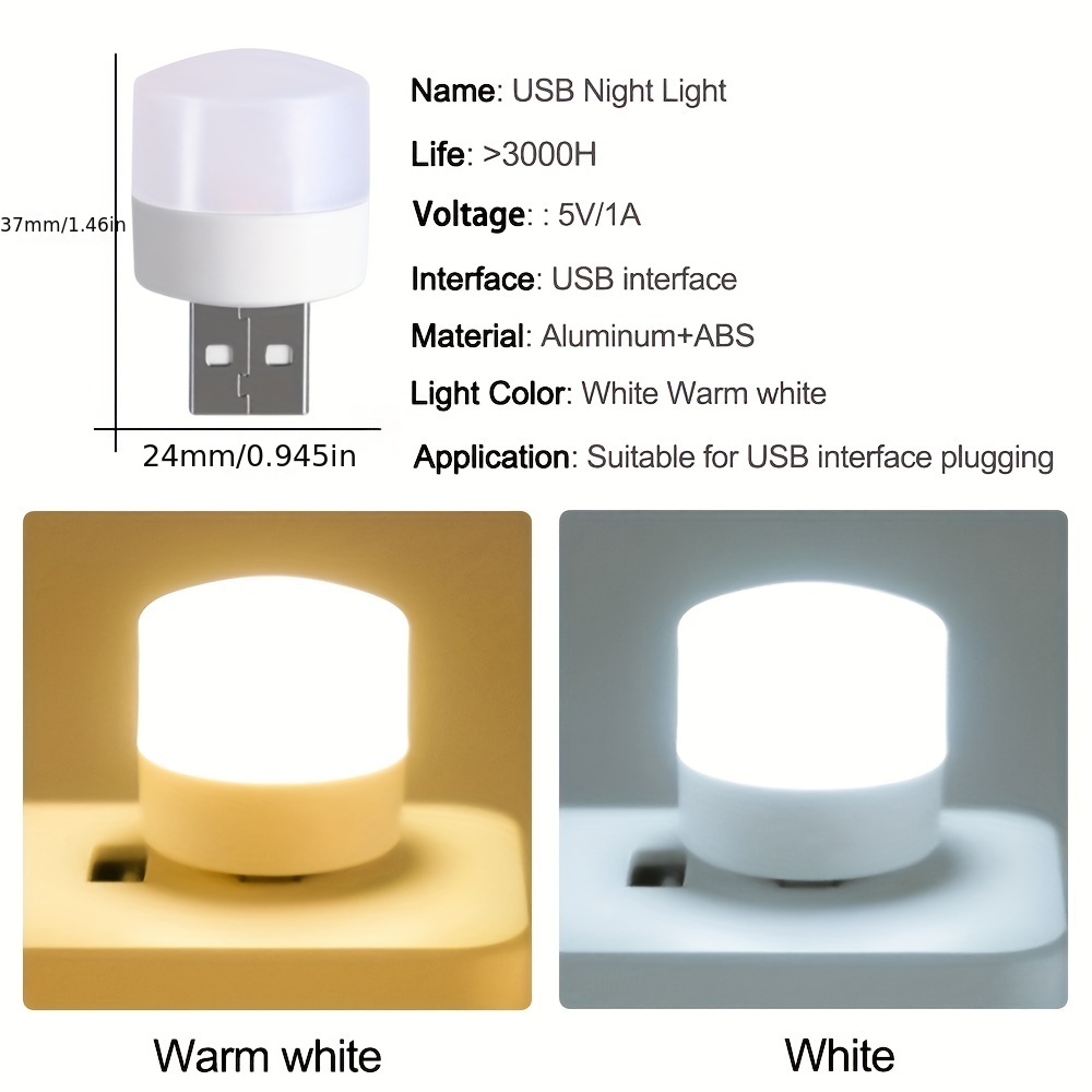 1pc usb plug led lamp portable eye protection reading light for bedroom power bank computer details 2