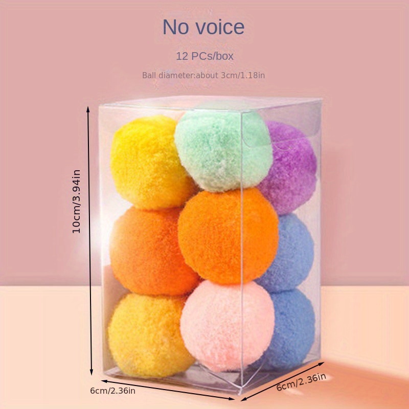 Image of 12pcs, Colorful Plush Ball Pet Toys For Cats - Quiet Teasing Cat Toy For Training & Playing, Perfect For Pet's Enjoyment!