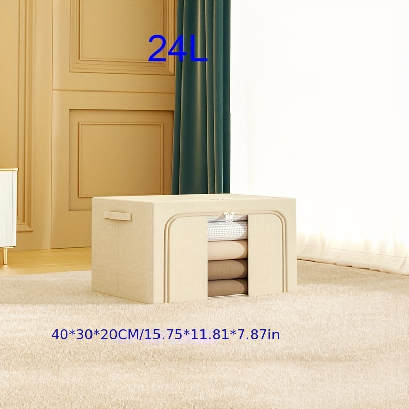 1pc Large Zippered Clothing Storage Box, Modern Style Polyester Textile Fabric  Organizer