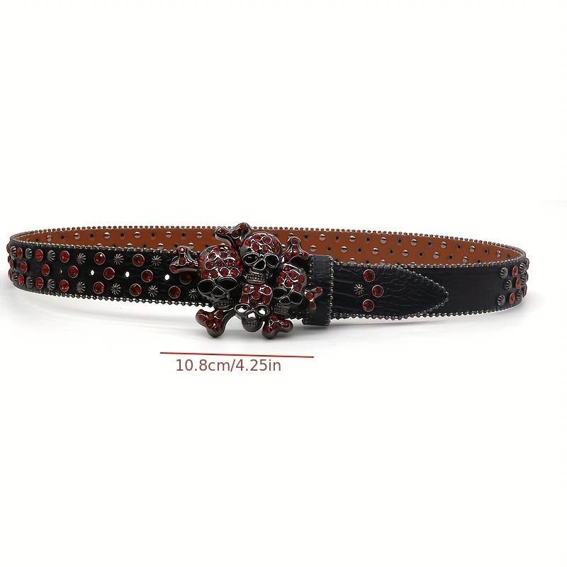 Western Rhinestone Belts Studded Diamond Cowgirl Cowboy Strap Belts for  Women for Jeans Rose Red for Waist(33-35inch)