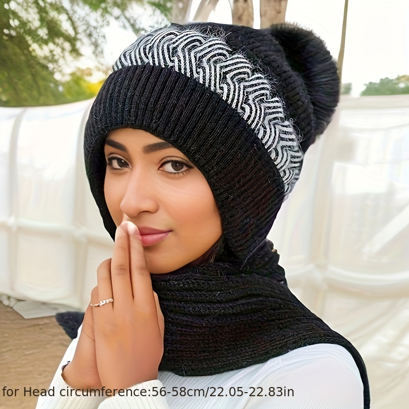 fashion integrated ear protection windproof cap scarf Temu