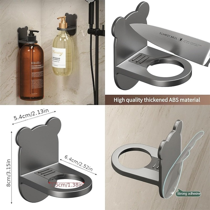 Adhesive Wall Mounted Stainless Steel Shower Gel Bottle Holder