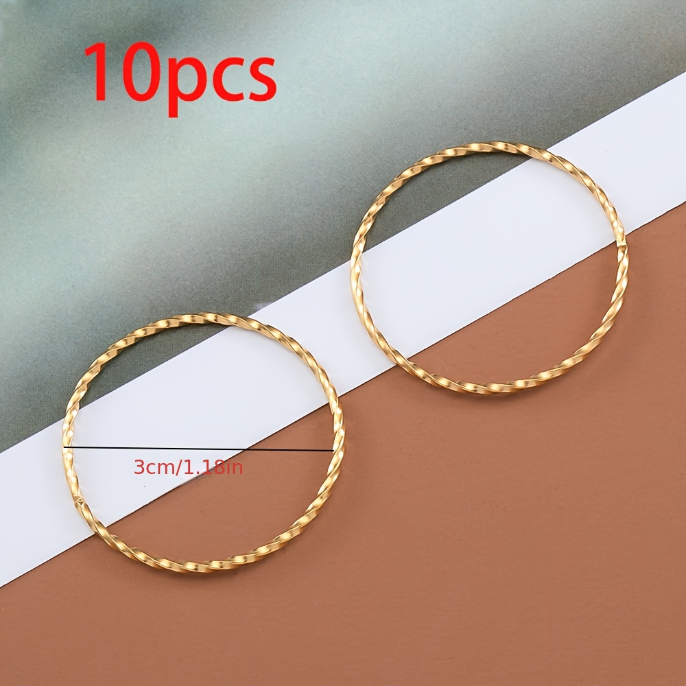 TEMU 10pcs 30/50mm Stainless Steel Korean Spiral Round Jump Rings Gold Plated Twisted Closed Rings For Earrings Jewelry Making Diy