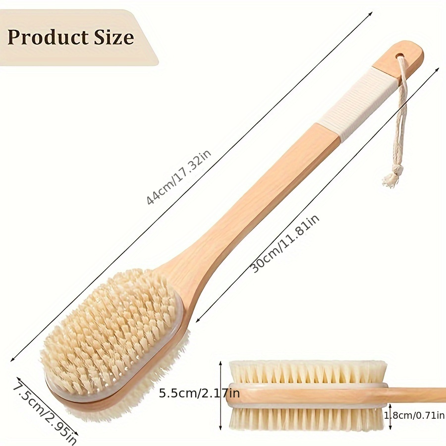 back scrubber body brush wet and dry use body brushes for shower back   brush exfoliating brush with 17in long handle Product details 0