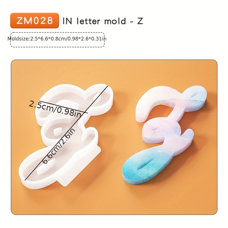 Silicone Alphabet Resin Mold Letter & Number with in Built Hole