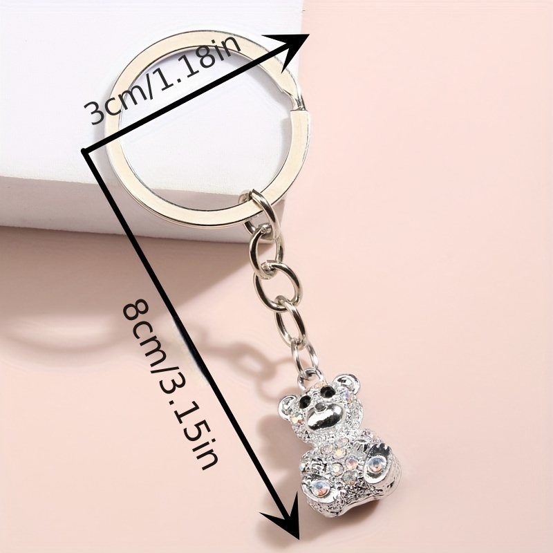 Cartoon Rhinestone Jeweled Bear Keychain Car Wallet Bag Key Ring