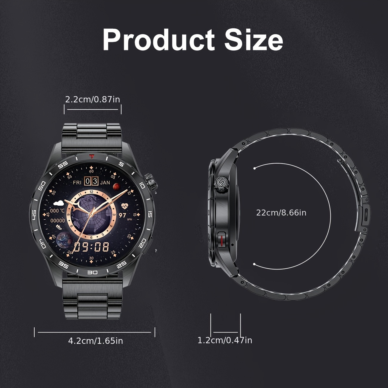 Montre Connectée SIEMORL pour Hommes - Écran AMOLED 1,43 Pouces Toujours Allumé avec Appel sans Fil, 110+ Modes Sportifs, Lecteur de Musique, Suivi d'Activité et Prévision météo – Compatible iPhone & Android