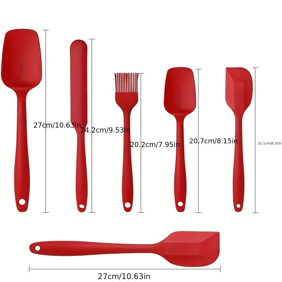 Silicone Spatula Set of 5,High Temperature Resistant, Food Grade Silicone,  Dishwasher Safe, for Baking, Cooking (Red)