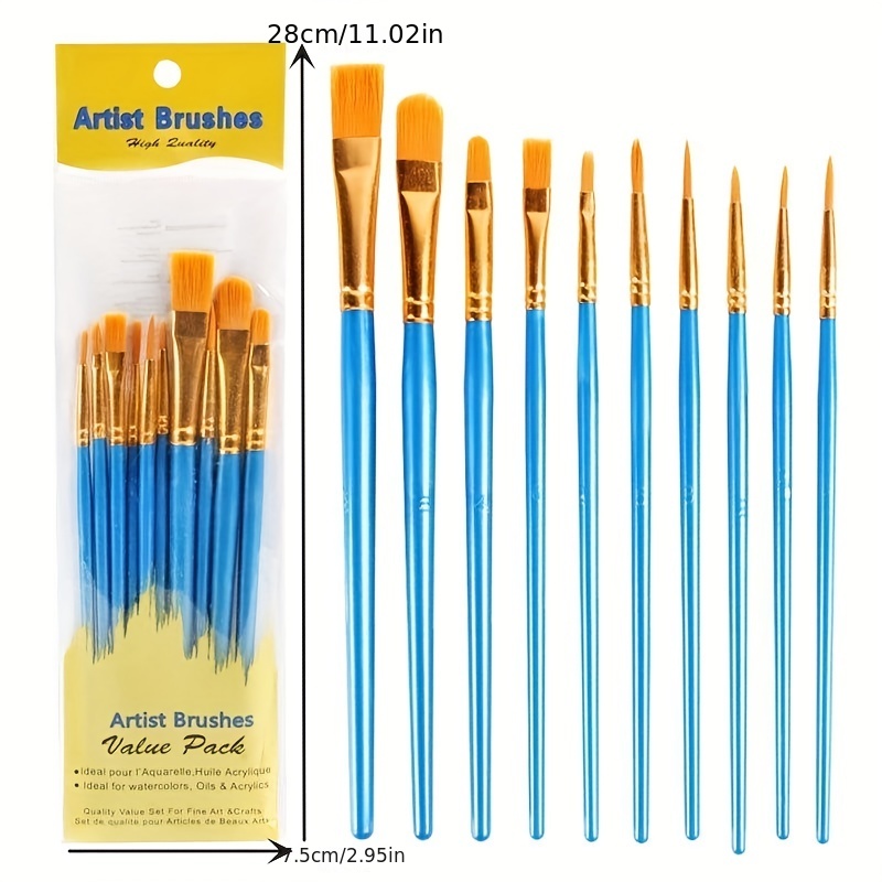 Acrylic Paint Brush Set, 5 Packs / 50 pcs Nylon Hair Brushes for All  Purpose Oil Watercolor Painting Artist Professional Kits
