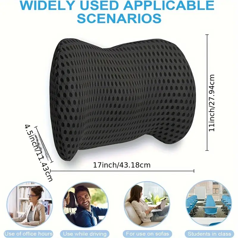 ergonomic lumbar support pillow memory foam back cushion with machine washable cover lightweight reversible medium soft firmness for office chair car seat sofa gaming chair non woven fabric liner no electricity needed Product details 4