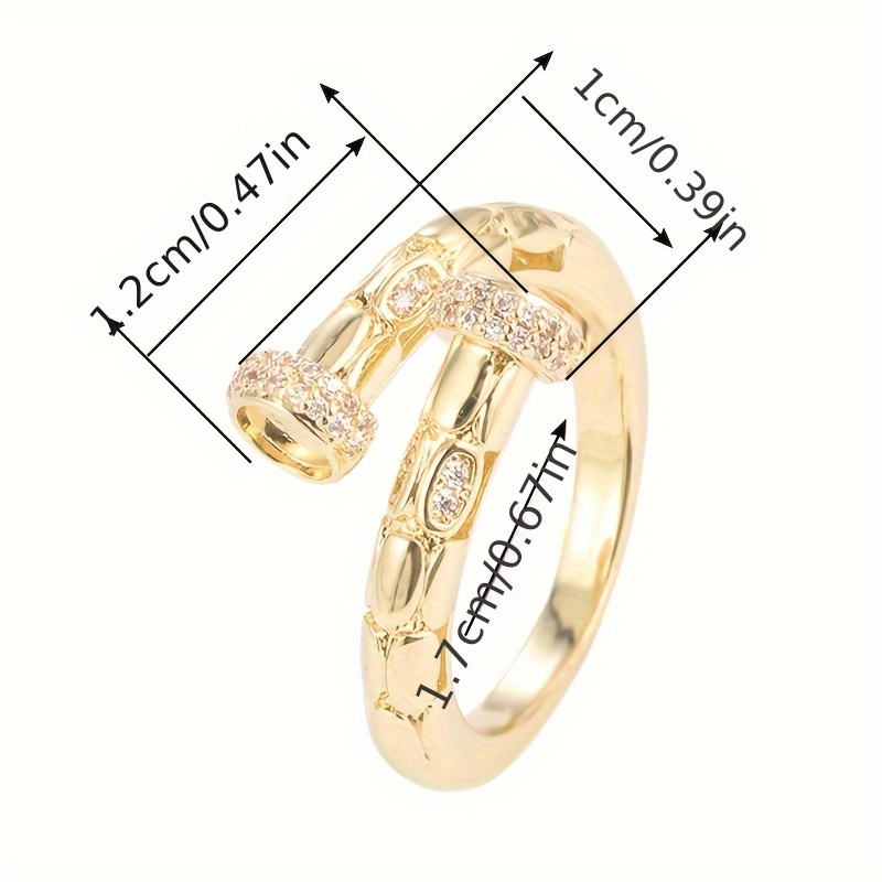 Adjustable Geometric Openwork Women's Ring Minimalist Golden Plated Jewelry