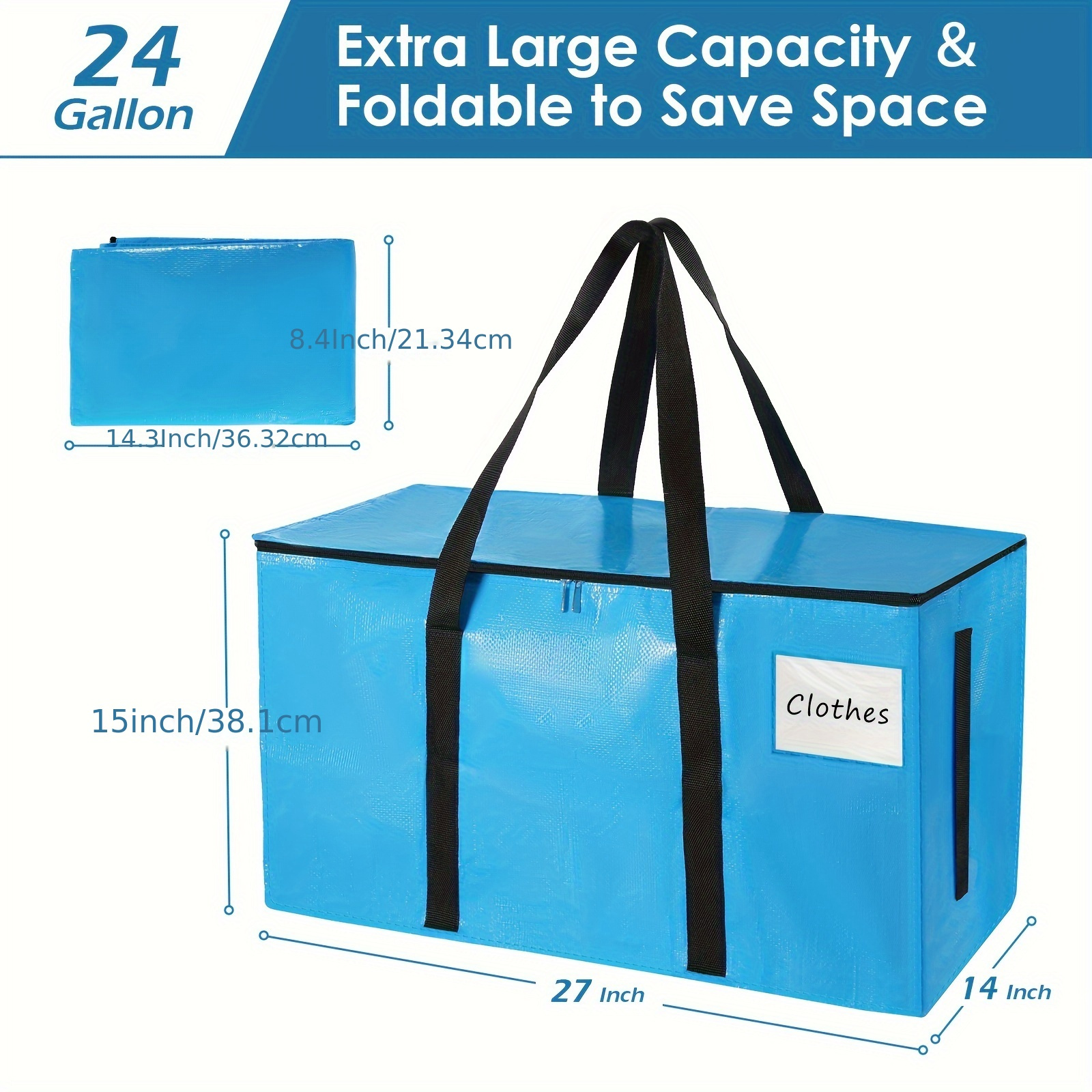 2 Pack Heavy Duty Moving Bags, Extra Large Storage Totes W