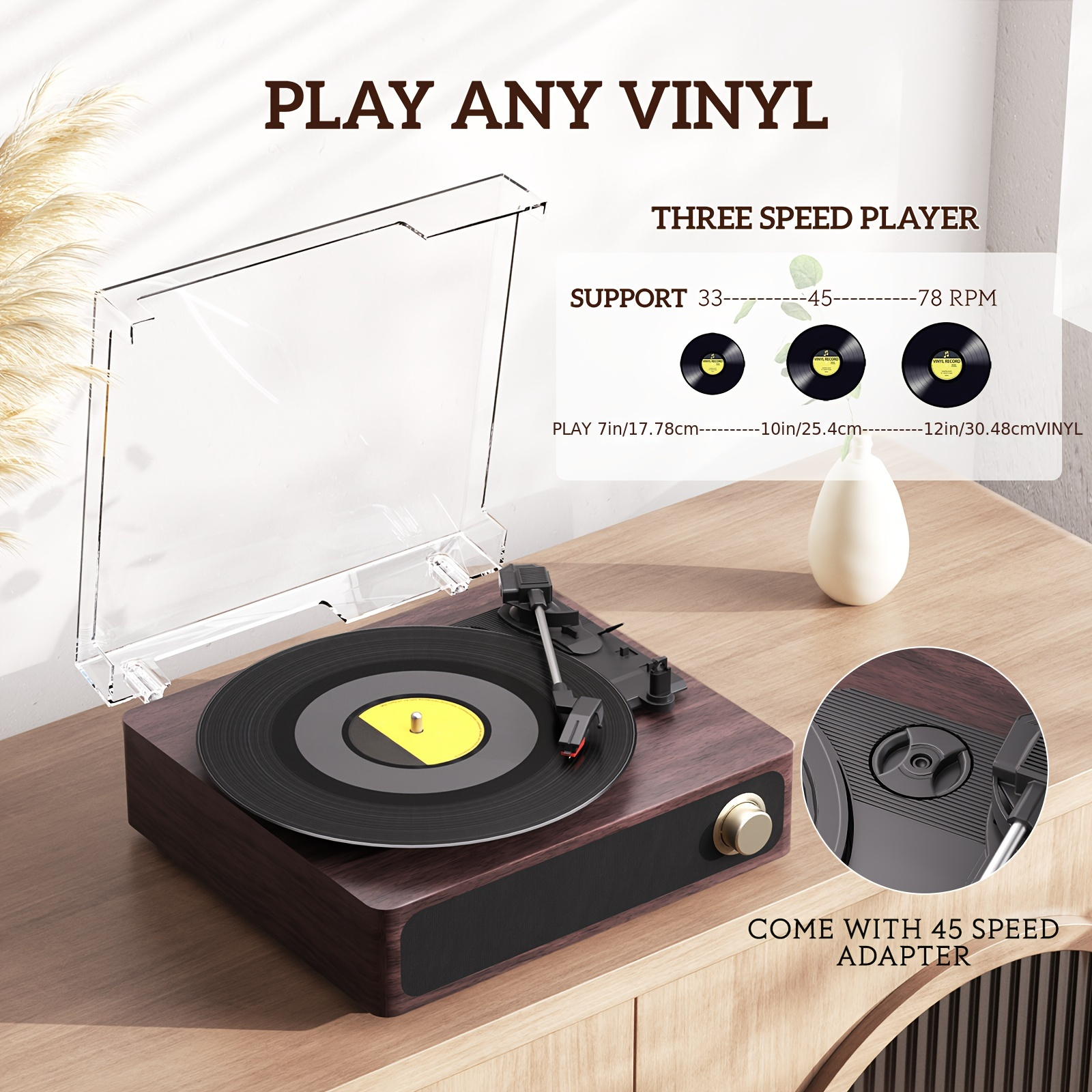 Tocadiscos Retro Comprar Reproductor De Vinilos A4 Tocadiscos Vintage  Altavoces Estéreo Incorporados Temu