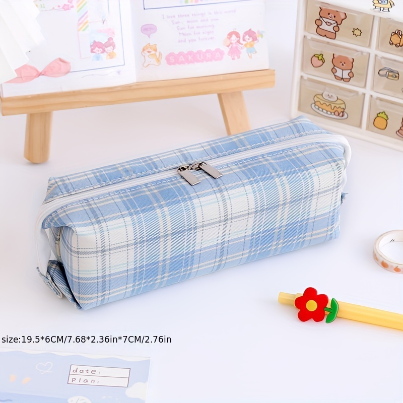 Kawaii Pencil Case Minimalist Plaid Pencil Box Pencilcase Pencil