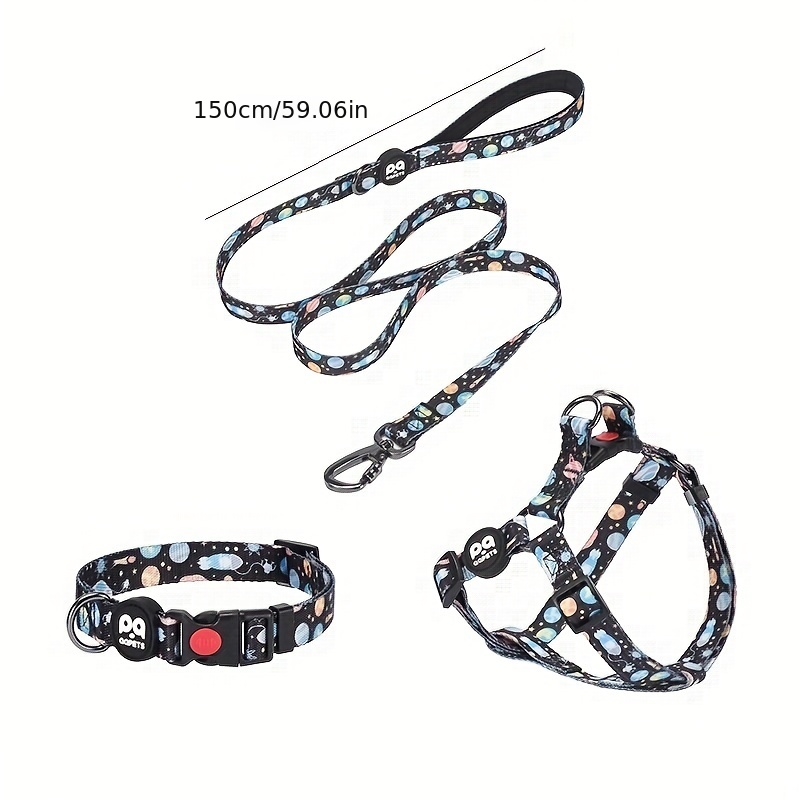 Dog Collar Harness Leash Set Adjustable Harnesses For Small Temu