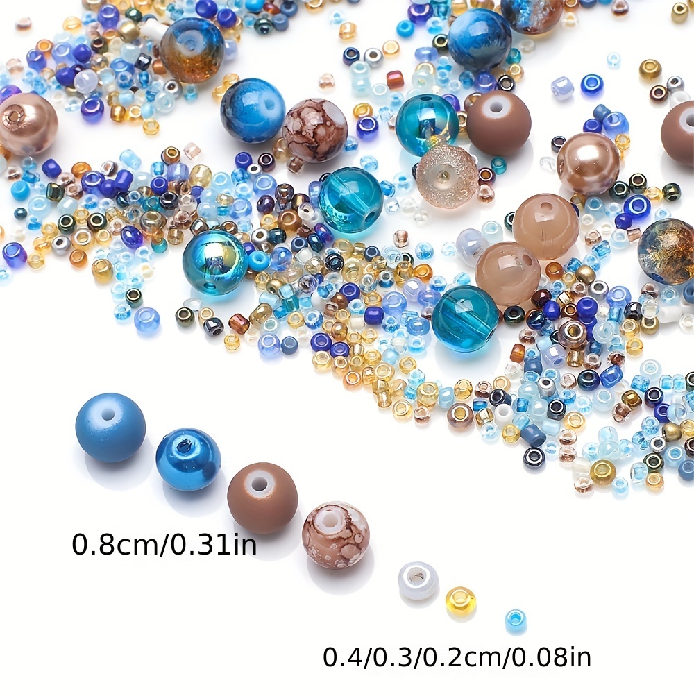 4mm Mix Seed Beads 40g , Turquoise and Gold , Glass Seed Beads Mix