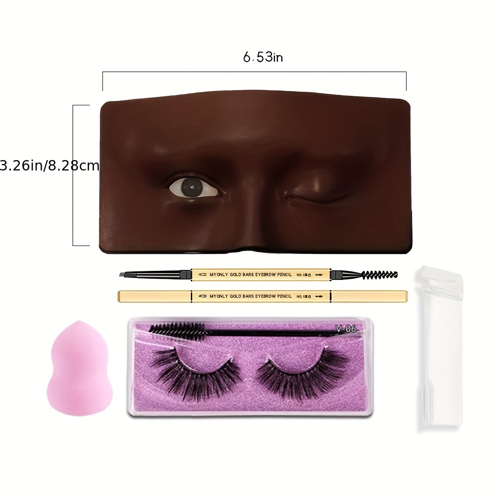 Makeup Practice Facial Board , 5D Silicone Full Face Practice Eyelash Eye  Shadow, For Makeup Artist, Beginners, Simulated Human Model Practice Makeup