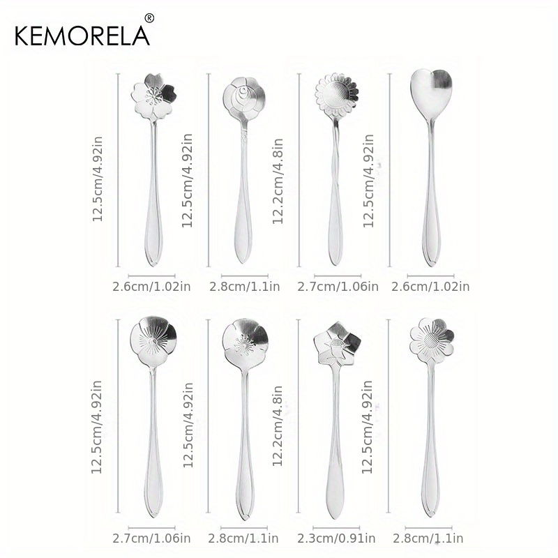 Stainless Steel Coffee Spoon Kit Flower Design Fruit Salad Sugar