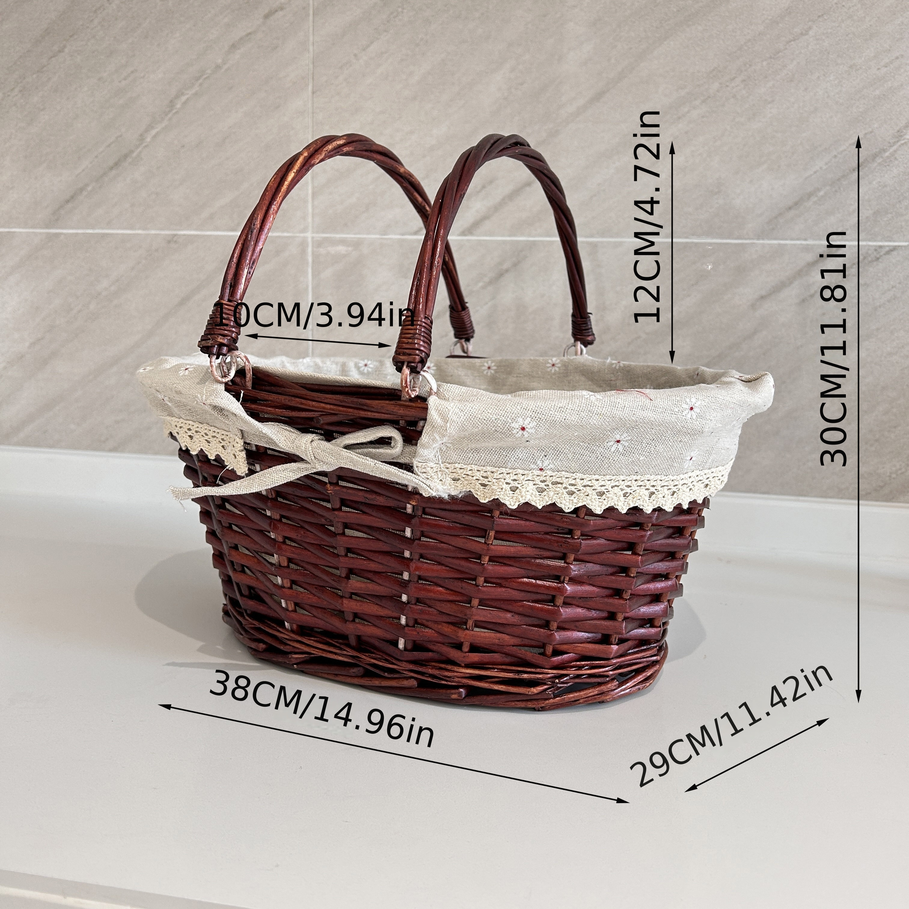 Small Size Camping Basket Wicker Woven Flower Basket - Temu