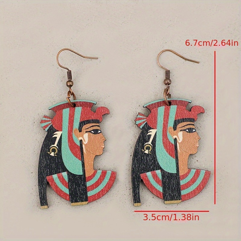 Women's Vintage Bohemian Wooden Cut-out Pattern Earrings