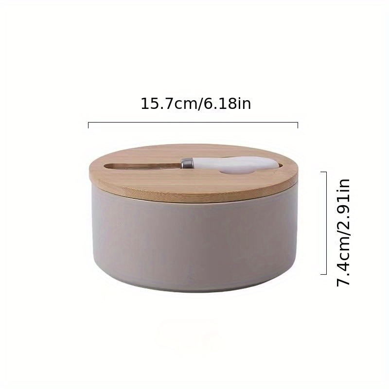 Large Capacity Ceramic Butter Box with Bamboo Lid