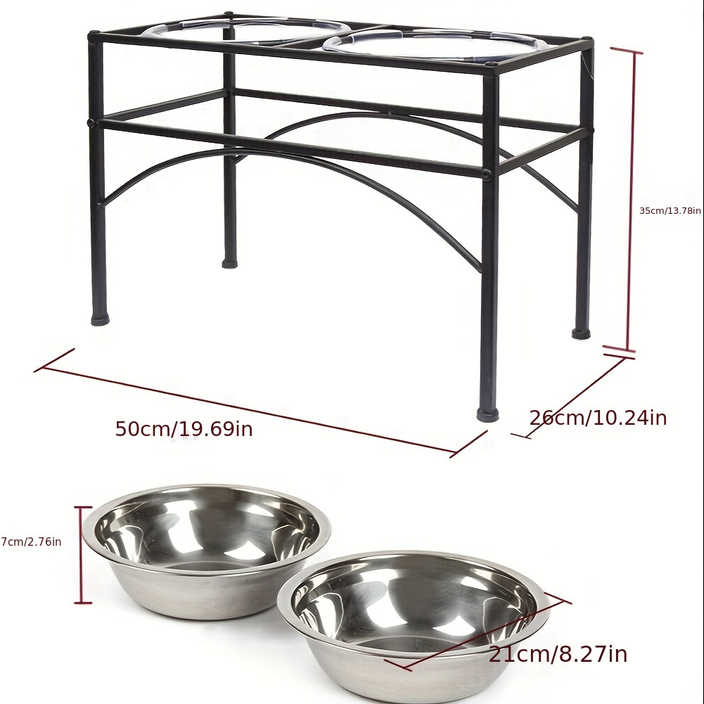 TEMU Black Pet Food Bowl Stand