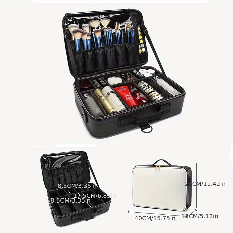 Makeup Brush Bag, Makeup Brush Holder, Travel Professional Cosmetic Bag,  Stand-up Makeup Brush Organizer withAdjustable Divider Artist Storage Bag