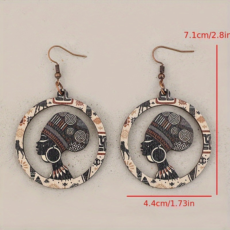 Women's Vintage Bohemian Wooden Cut-out Pattern Earrings